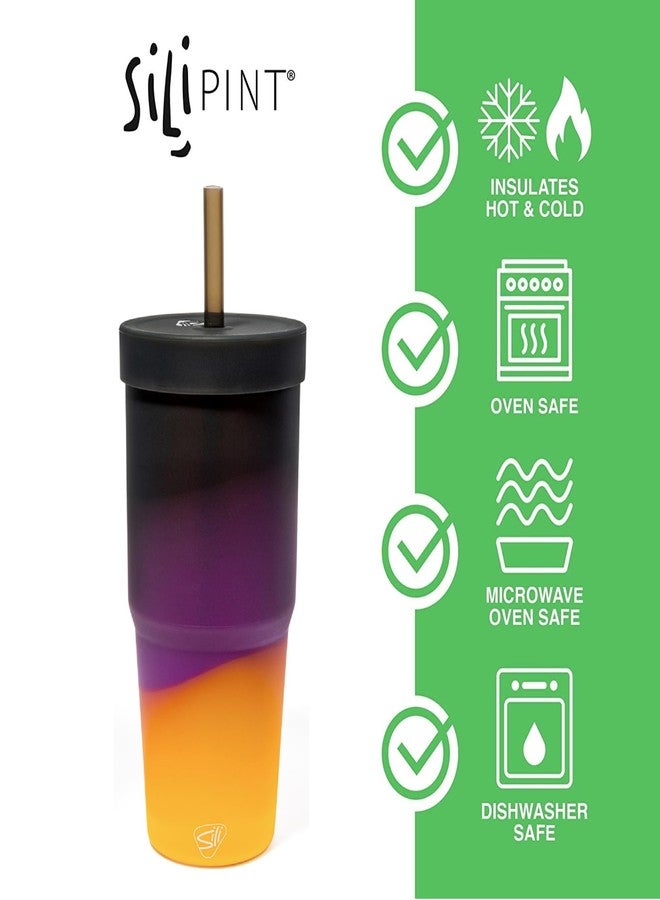 Silipint: Silicone 32oz Straw Tumbler: Sun Storm - Reusable, Unbreakable, Flexible, Sustainable, Hot or Cold, Airtight Lid, Travel - Image 2